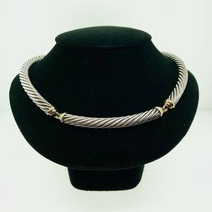 David Yurman Necklace Sterling Silver and 14K Yellow Gold Woven Cable